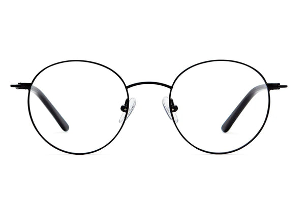 Minimalist Black Metal Round Eyeglasses